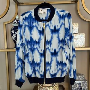 Gently worn size Large blue tie dye bomber jacket